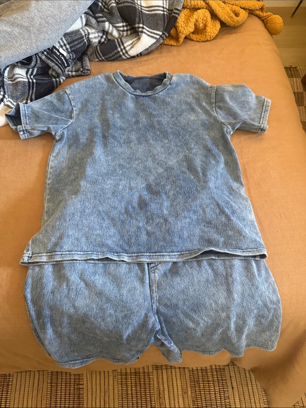 Kids Cotton Blue Tie-Dye Pajama Set - Short Sleeve Top & Shorts
